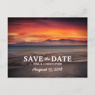 Chic Destination Sunset Beach Save The Date Announcement Postcard