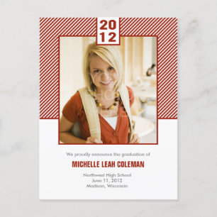 Chic Diagonals Graduation Announcement/Invitation Invitation Postcard