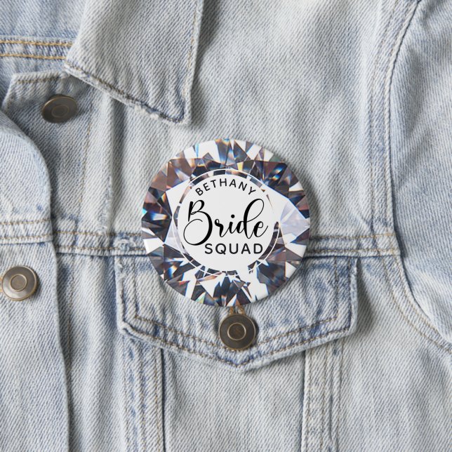 Chic Diamond Bride Squad Personalised 7.5 Cm Round Badge (In Situ)