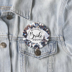 Chic Diamond Bride Squad Personalised 7.5 Cm Round Badge