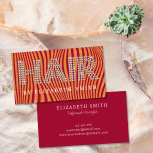 Chic Diamond Gold Burgundy Hairdresser Hairstylist Business Card