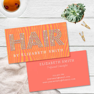 Chic Diamond Gold Coral Hair Dresser Hairstylist Business Card