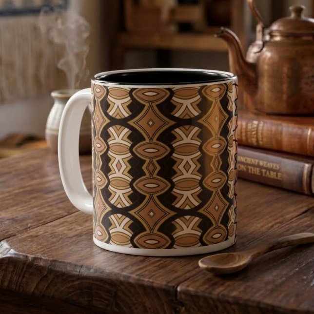 Chic Diamond & Oval Symmetry Two-Tone Coffee Mug (Creator Uploaded)