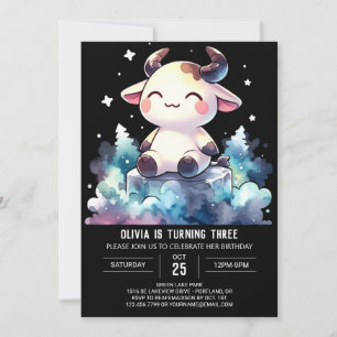 Chic Digital Cow Birthday Invitation