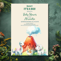 Chic Dinosaur Boy Baby Shower Greenery 