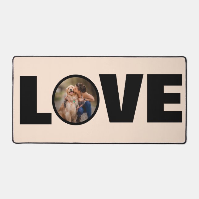 Chic Dog Photo Love Typography Custom Desk Mat (Front)