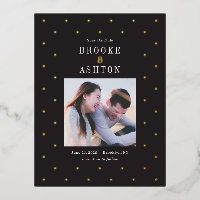 Chic Dots FOIL Wedding Save The Date Postcard