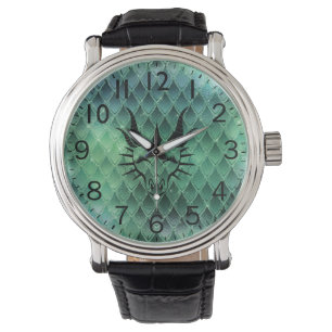 Chic Dragon Head & Green Dragon Scales Watch