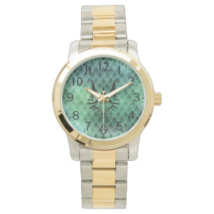 Chic Dragon Head & Green Dragon Scales Watch