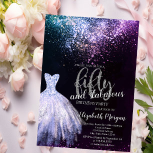 Chic Dress Confetti 50th Birthday Party Invitation