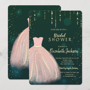 Chic Dress,Green Bridal Shower Invitation