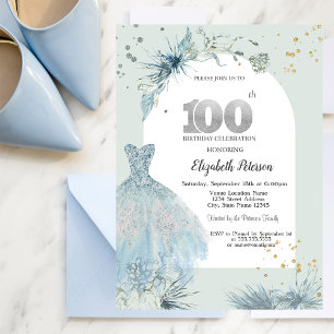 Chic Dress Winter 100th Birthday Invitation