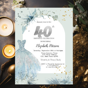 Chic Dress Winter 40th Birthday Invitation