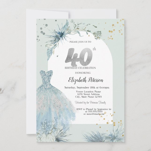 Chic Dress Winter 40th Birthday  Invitation (Front)