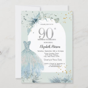Chic Dress Winter 90th Birthday Invitation