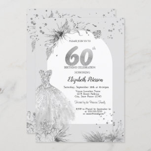 Chic Dress Winter Grey 60th Birthday  Invitation