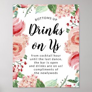 Chic Drinks on Us Open Bar Wedding Reception Sign