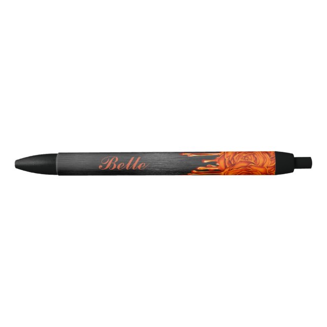 Chic Dripping Roses Personalised Pen Orange (Front)