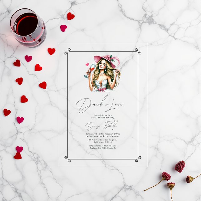 Chic Drunk in Love Bridal Shower Acrylic Invitations (Chic Drunk in Love Bridal Shower Acrylic Invitations)
