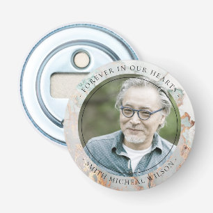 CHIC DUSKY GREY GOLD AGATE SYMPATHY MEMORIAL PHOTO BOTTLE OPENER