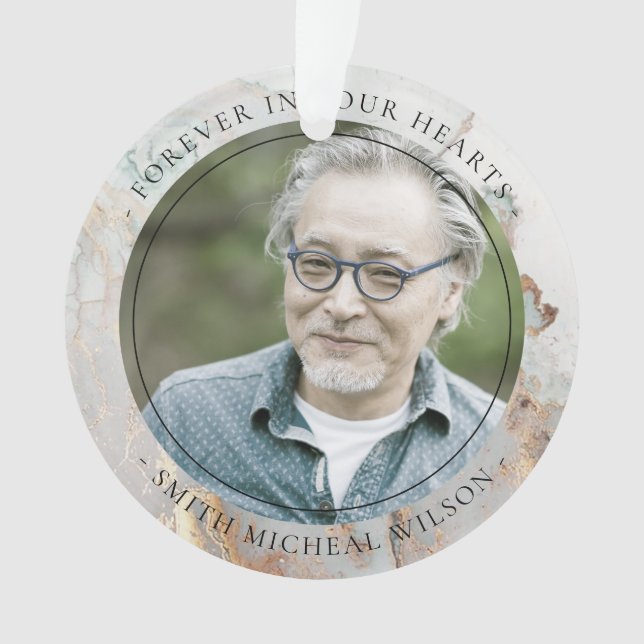 CHIC DUSKY GREY GOLD AGATE SYMPATHY MEMORIAL PHOTO ORNAMENT (Front)