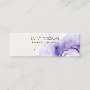 Chic Dusky Lilac Abstract Watercolor Agate Earring Mini Business Card