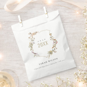 Chic Dusky Pink Blush Wildflower Crest Graduation Favour Bags