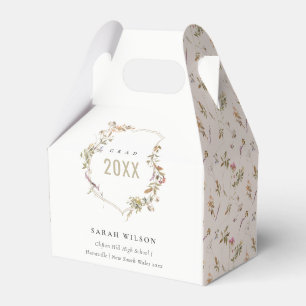 Chic Dusky Pink Blush Wildflower Crest Graduation Favour Box