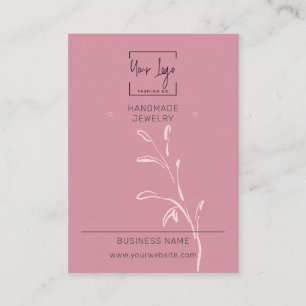Chic Dusky Pink Leaf QR Jewellery Display Card