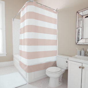 Chic Dust Storm Pink White Stripes Shower Curtain