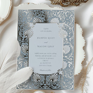 Chic Dusty Blue and Silver Foil Wedding