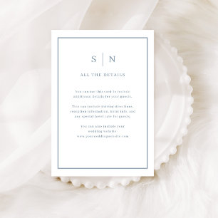 Chic Dusty Blue Border Wedding Guest Details Enclosure Card