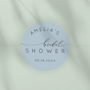 Chic Dusty Blue Bridal Shower Classic Round Sticker