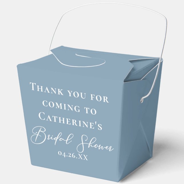 Chic Dusty Blue Custom Bridal Shower Fortune Favour Box (Front)