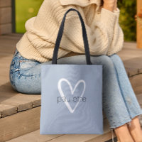 Chic Dusty Blue Heart Personalised