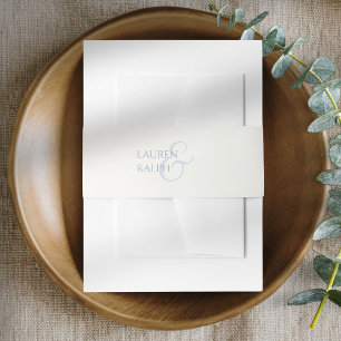 Chic Dusty Blue & Ivory Minimalist Script Wedding  Invitation Belly Band