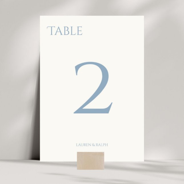Chic Dusty Blue & Ivory Wedding Table Number Card (Creator Uploaded)