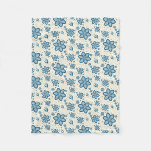Chic Dusty Blue Jasmine & Botanical Fleece Blanket