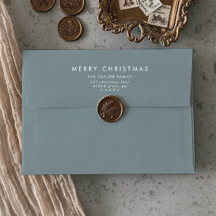 Chic Dusty Blue Merry Christmas Card Envelope