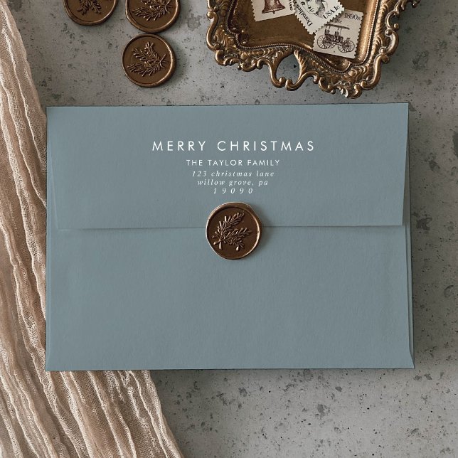 Chic | Dusty Blue Merry Christmas Card Envelope (Creator Uploaded)