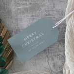 Chic | Dusty Blue Merry Christmas Family Holiday Gift Tags<br><div class="desc">These chic dusty blue Merry Christmas family holiday gift tags are perfect for a modern holiday present. The simple design features classic minimalist typography with a rustic boho feel. Customisable in any colour. Personalise them with your name.</div>