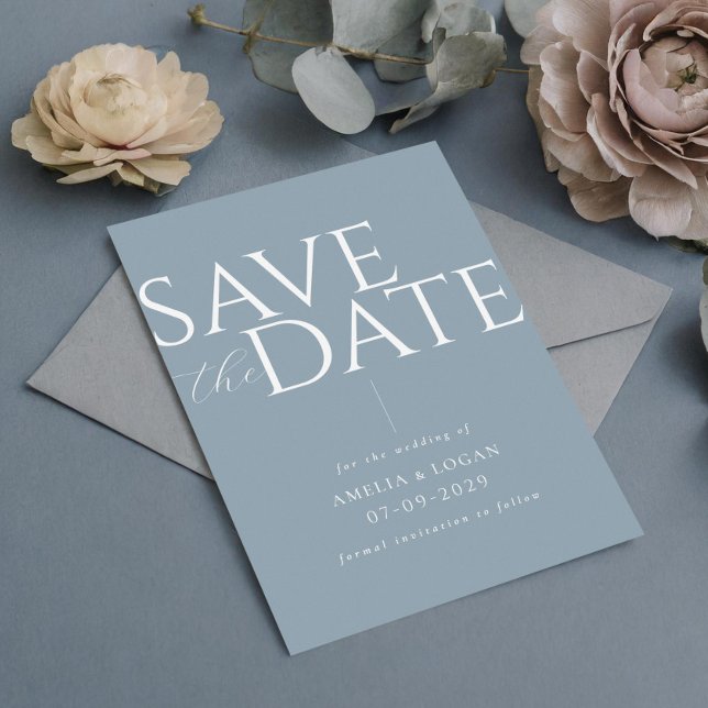Chic Dusty Blue Modern Minimalist Save The Date (Creator Uploaded)