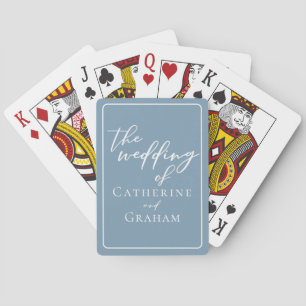Chic Dusty Blue Personalised Wedding Playing Cards