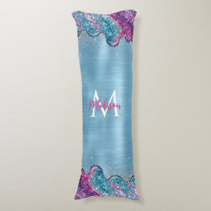 Chic dusty blue purple drips dripping monogram body cushion
