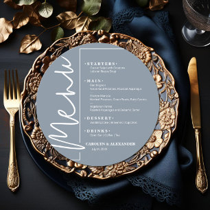 Chic Dusty Blue Round Menu