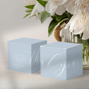 Chic Dusty Blue Script Wedding Thank you Favour Bo Favour Box