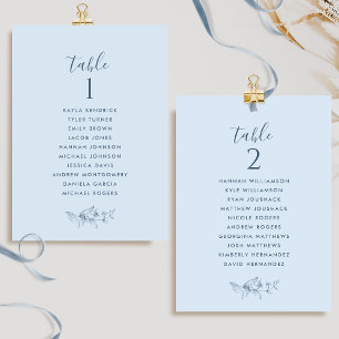 Chic Dusty Blue Seating Plan Cards w/ Guest Names