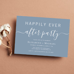 Chic Dusty Blue Wedding After Party Invitation