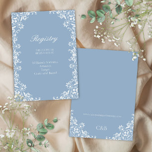 Chic Dusty Blue Wedding Registry Enclosure Card