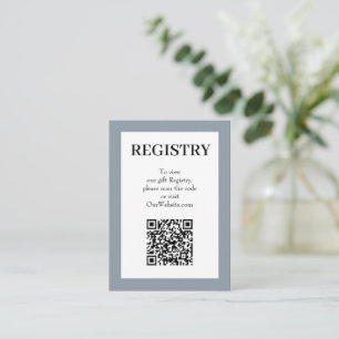 Chic Dusty Blue Wedding Registry QR Code Enclosure Card
